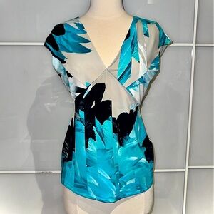 Roberto Cavalli Teal and Black Blouse